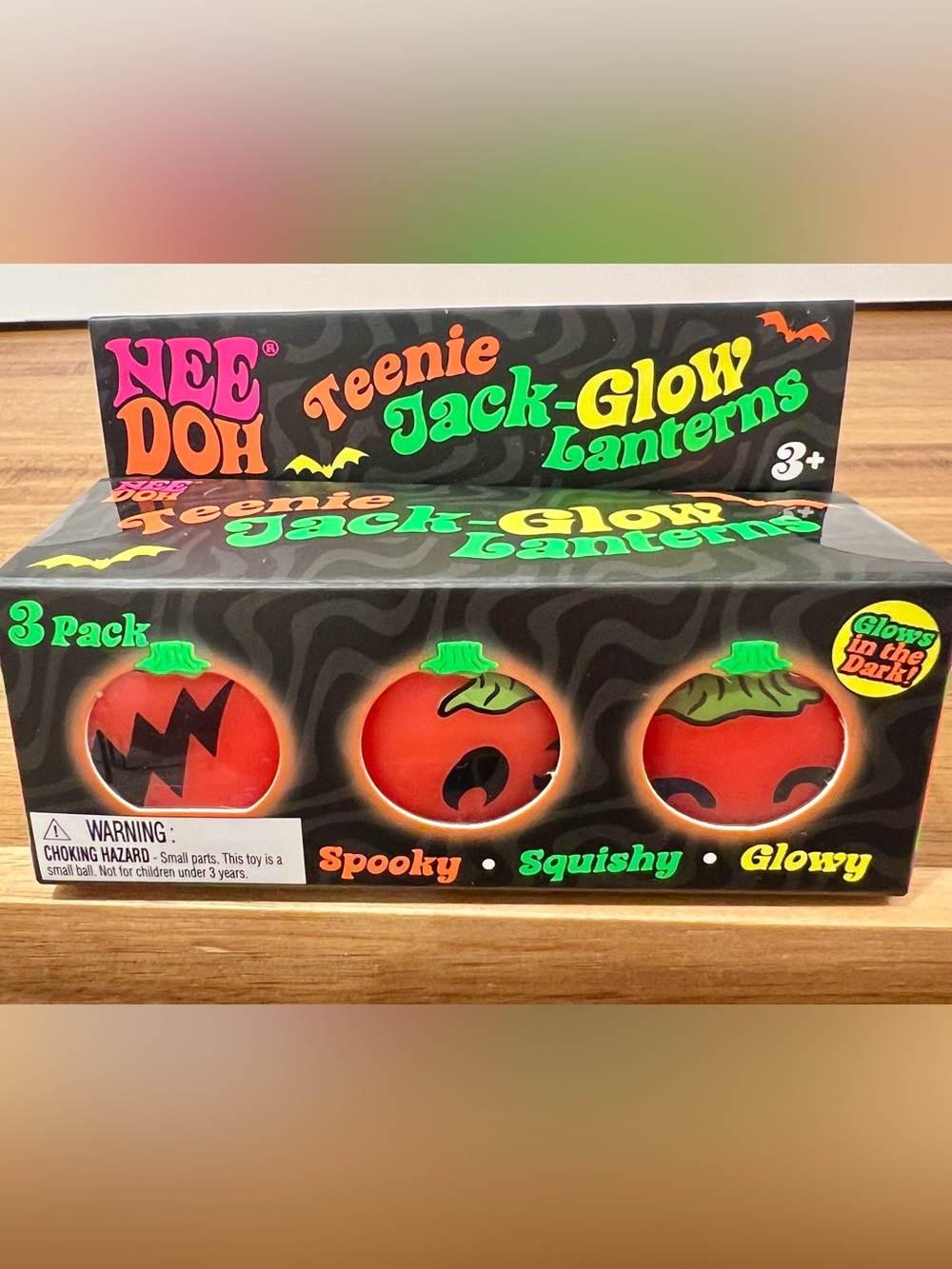 🎃 Teenie NeeDoh Jack-Glow Lanterns Spooky Orange Squishies-3 Pack 🧡